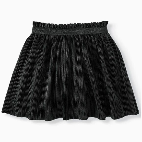 ACCORDION Pleat Skirt Shiny Irridescent Black Elastic Waist Pull On Large NWT - Picture 1 of 6